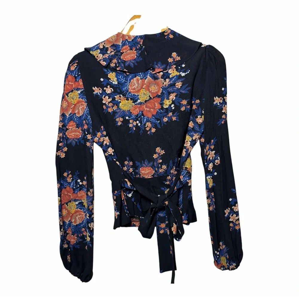 70s Floral Ruffle Top Sundays Child California S Boho Hippie Peplum Vintage - Picture 2 of 13